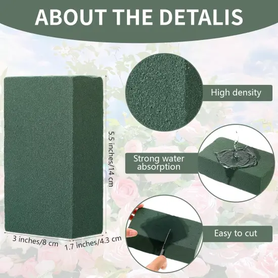 12 Pcs Floral Foam Blocks Flower Arrangement Supplies Foam Bricks for Flowers Wet Dry Plant Foam 5.5" L x 3" W x 1.7" H Green Florist Foam for Wedding Birthday Home Office Garden Decorations {2}