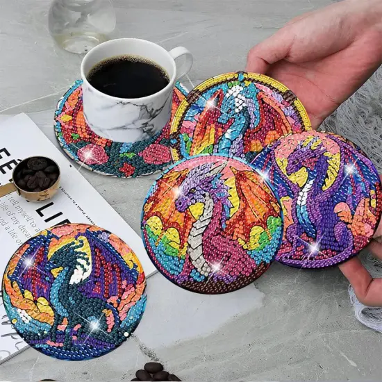 8 PCS Dragon Diamond Painting Coasters Kit {5}