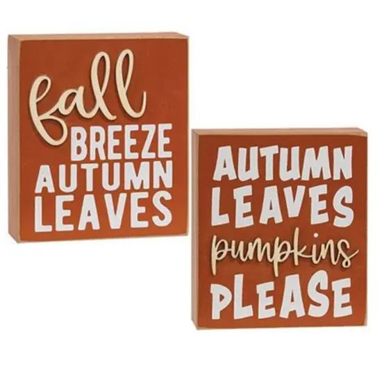 Autumn Leaves Pumpkins Please Box Sign 2 Asstd. {1}