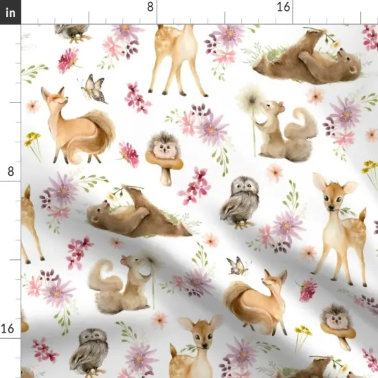 Various Fabrics by the Yard or Fat Quarter Woodland Forest Friends Flowers Deer Baby Animals Fox Custom Printed Fabric by Spoonflower {2}