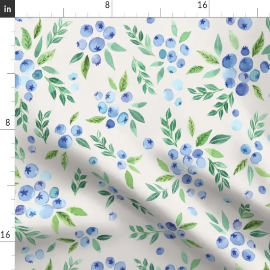 Various Fabrics by the Yard or Fat Quarter Watercolor Blueberries Blueberry Hand Drawn Fruits Summer Blue Whimsical Custom Printed Fabric by Spoonflower {2}
