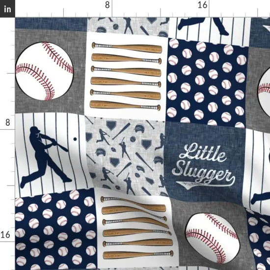 Various Fabrics by the Yard or Fat Quarter Baseball Patchwork Wholecloth Cheater Quilt Baby Boy Grey Blue Pinstripe Custom Printed Fabric by Spoonflower {2}