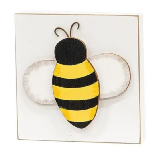 Wood Freestanding Word Block with Bumble Bee Accent {1}