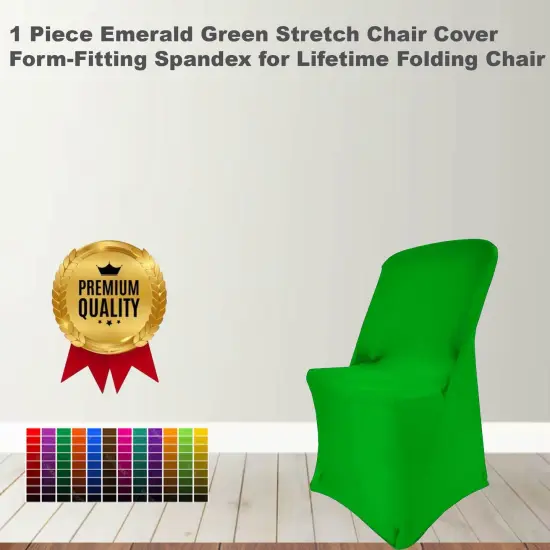 1 Piece Emerald Green Stretch Chair Cover Form-Fitting Spandex for Lifetime Folding Chair {1}