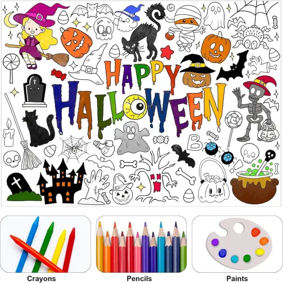 Giant Halloween Coloring Poster with 6 Stacking Crayons {3}