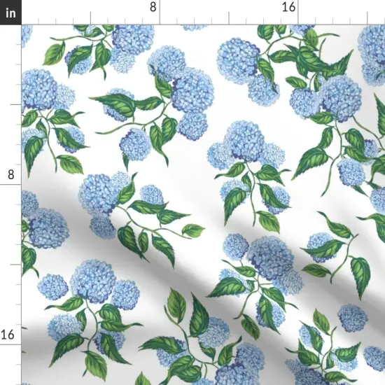 Various Fabrics by the Yard or Fat Quarter Hydrangea Floral Blue Green Botanical Garden Bloom Meadow Hamptons Grandmillennial Custom Printed Fabric by Spoonflower 13091671 {2}