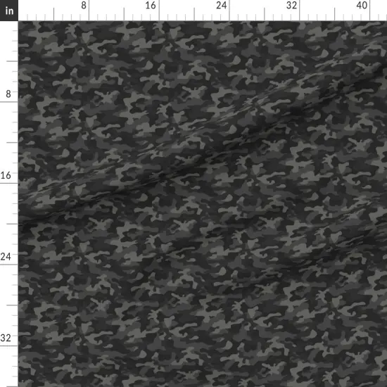 Various Fabrics by the Yard or Fat Quarter Camo Black Gray Camouflage Athletic Custom Printed Fabric by Spoonflower {1}