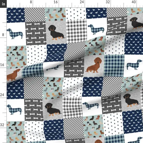 Various Fabrics by the Yard or Fat Quarter Dachshund Pet Quilt Dog Breed Silhouette Cheater Multi Dogs Wholecloth Weener Custom Printed Fabric by Spoonflower {1}