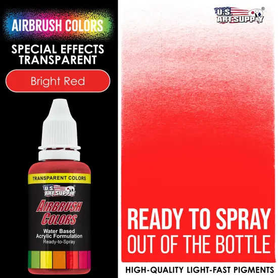 Bright Red, Transparent Acrylic Airbrush Paint, 1 oz. {2}