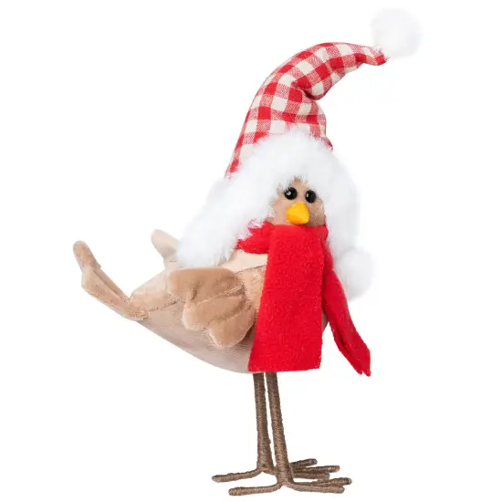 Northlight Standing Bird with Scarf and Plaid Hat Christmas Figure - 10" - Beige {5}