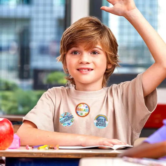 Bright Creations Teacher Stickers for Students and Kids Ages 3-14 - 1000 Piece Multicolor Peel & Stick Roll, 1.5-Inch - Motivational & Good Job Stickers for Classroom Rewards {2}