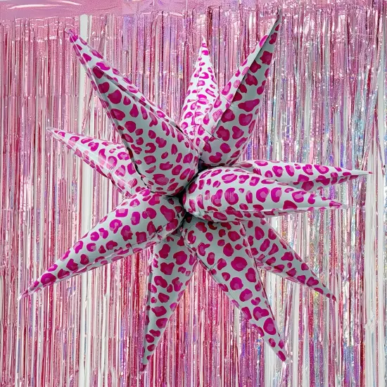 2Pcs 32 Inch Pink leopard explosion star balloon(Pink 2 Pcs) {5}
