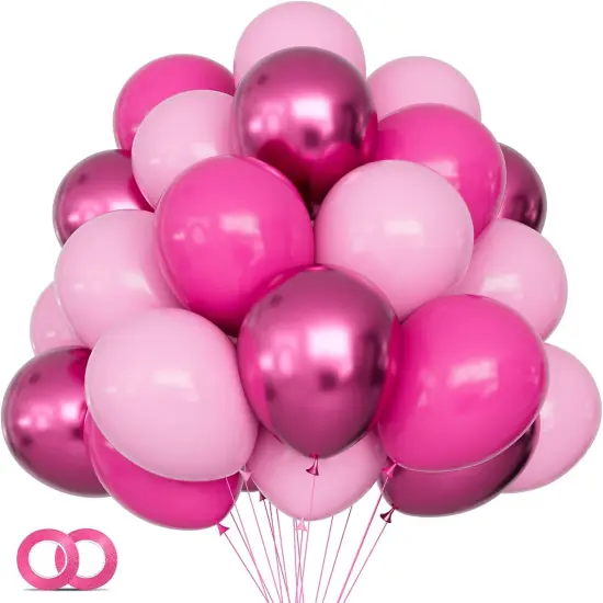 60Pcs 12Inch Hot Pink Latex Balloon(pink) {1}