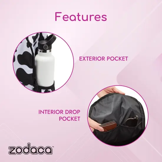 Zodaca Cow Print Mini Backpack for Women, and Girls, Small Shoulder Bag for School, Travel, Day Trips, Concerts, and Festivals, Cow Mini Backpack with Adjustable Straps, 12.5x4.5x15 inches Black {4}