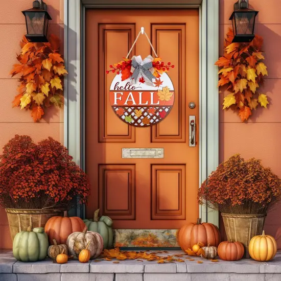3D Hello Fall Welcome Wreath (Hello Fall Sign) {5}