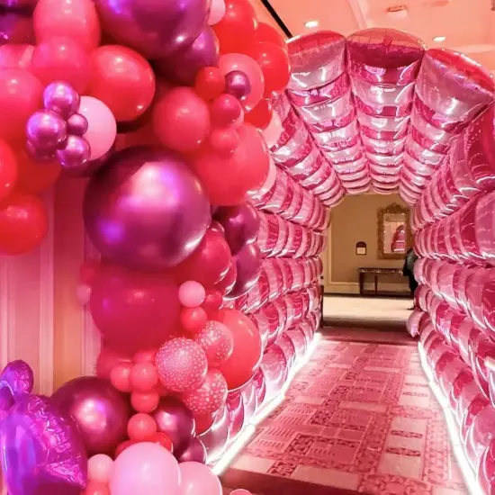 Magenta Hot Pink Flat Square Foil Balloons Tunnel Arch Wall Mylar Balloon(Magenta Hot Pink) {3}