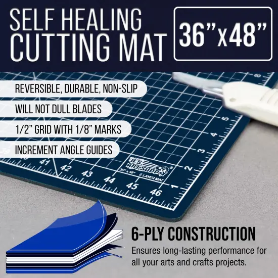 36" x 48" Self-Healing Cutting Mat 5-Ply - Double-Sided White/Blue Craft Mat, Non-Slip Cutting Mats for Crafts, Sewing, Quilting, Scrapbooking {2}