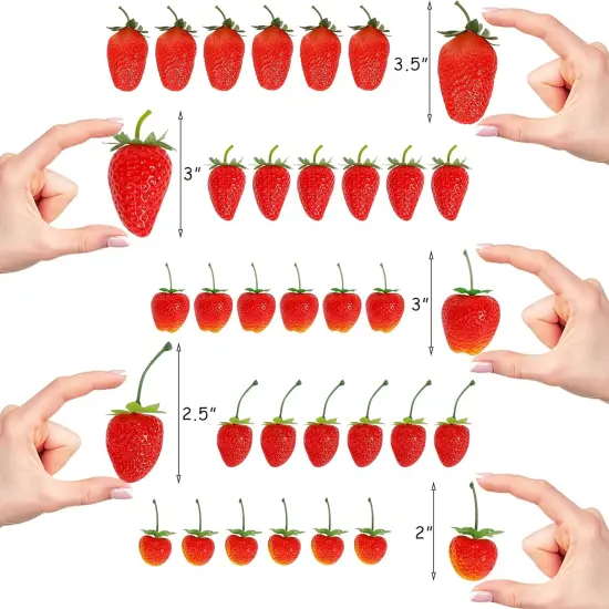 30 Pieces Artificial Strawberries Assorted Size {2}