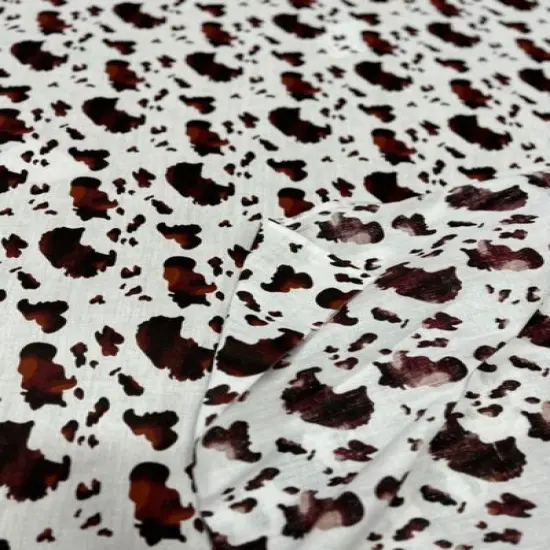 1 Yard Cow Print Poly Cotton Fabric Brown {1}