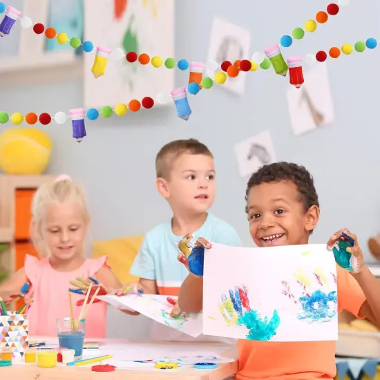 8.2Ft Back to School Felt Banner 3D Rainbow Pencil Garland {4}