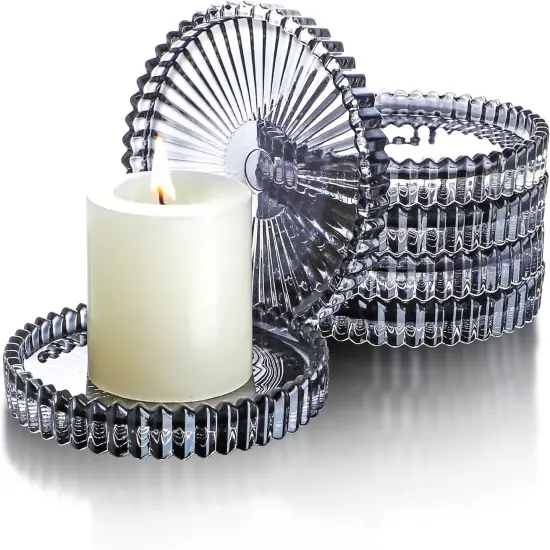 Glass Pillar Candle Holder Plate {1}