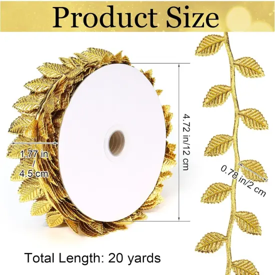 Gold Leaves Ribbon - 20 Yards {2}
