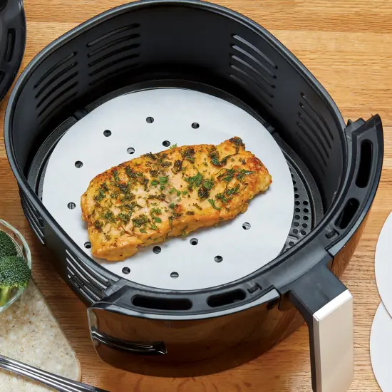 Collections Etc Set of 50 Air Fryer Perforated Parchment Paper Liners {1}