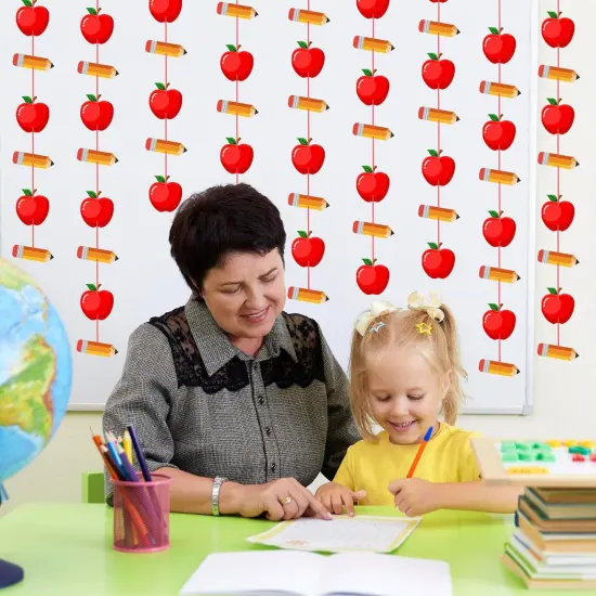 4 Strings Pencil Apple Garland Banner Welcome Back to School Decorations {5}