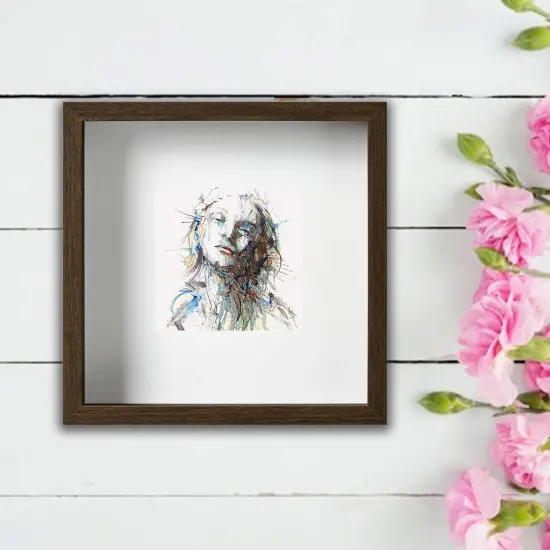 9 &frac34;x9 &frac34;" Walnut-Effect Frame with Acid-Free Mat & Plastic Front &ndash; Deep Design for Hanging or Standing, ALFTA Hook Compatible {3}