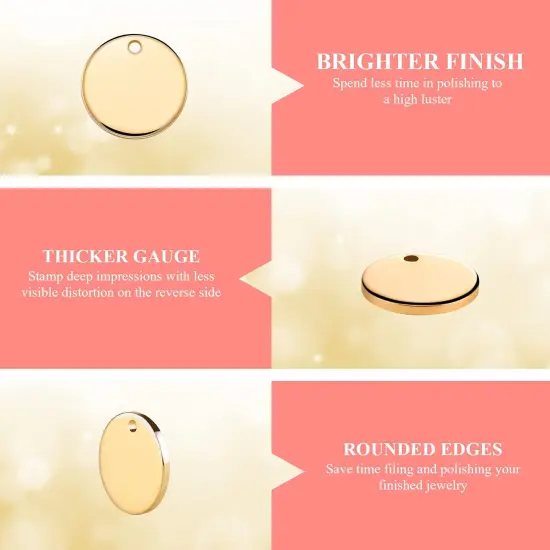 30 Pcs Metal Stamping Blank Tag Pendants for Jewelry Engraving includes 15 Rectangle Stamping Blank Bar Charms Brass Tag, 15 Round Blank Name Pendant for DIY Craft {4}