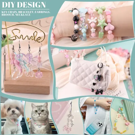 TINKRSTUFF Assorted 400PCS Mix Acrylic Beads for Bracelet Making, Flower Bow Butterfly Candy Heart Gummy Bear Kawaii Aesthetic Beads,Cute Beads for Jewelry Making DIY Necklace Keychain Phone Charms {2}