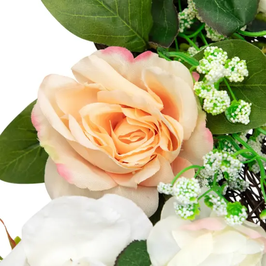 Northlight Rose and Foliage Artificial Spring Wreath - 24-Inch, Unlit Green {6}