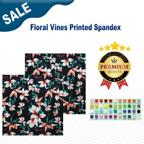 Floral Vines Printed Spandex Fabric {2}