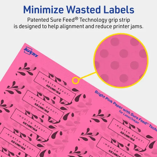 Avery Bright Pink Paper Labels, 0.75" x 3.5" Rectangle {4}