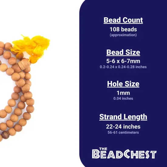 The Bead Chest 6mm Sandalwood Mala Beads: Fragrant Aromatic Wooden Meditation Beads for Yoga, Jewelry, Necklace, Chanting Genuine Nepal Product {3}