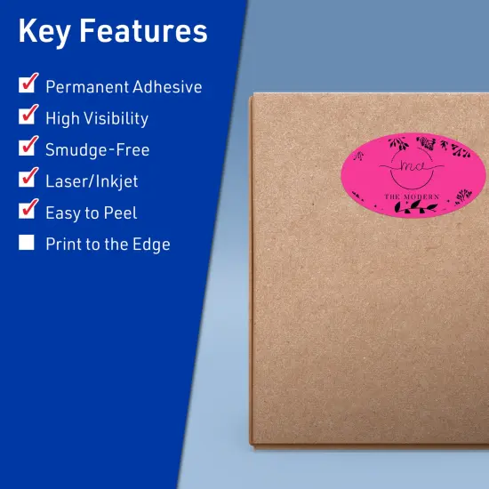 Avery Neon Magenta Paper Labels, 4.25" x 2.5" Oval {2}