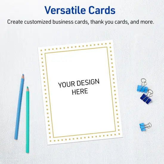 Avery Printable Full-Sheet Cardstock, Gold Border with Gold Dots, 8.5" x 11", Matte White Full-Sheet Cardstock, Laser/Inkjet, 10ct, Great for Craft Cardstock Paper {6}