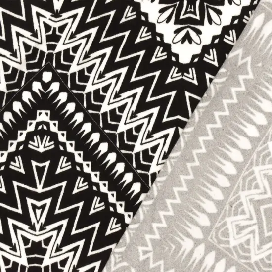 Black-White Chevron Pattern Multi Print Double Brush Stretch ITY Fabric By the Yard {4}