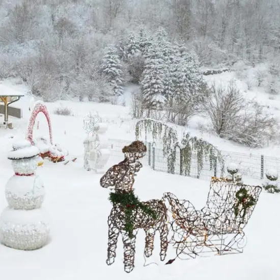 Festive LED Reindeer with Sleigh Christmas Decoration Coffee Finish 19.69 x 7.28 x 16.14 in {5}