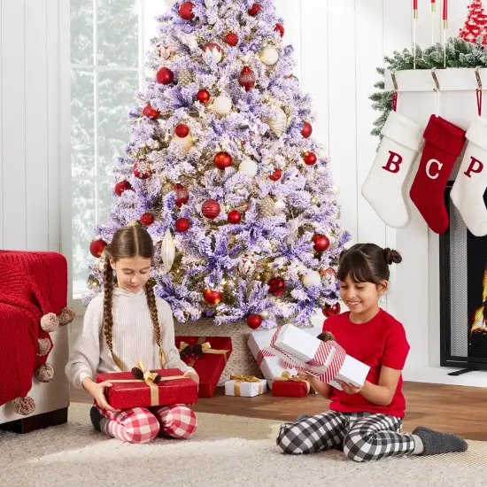 Best Choice Products Pre-Lit Lavender Christmas Pine Tree w/ Flocked Branches, Warm-White Lights {5}