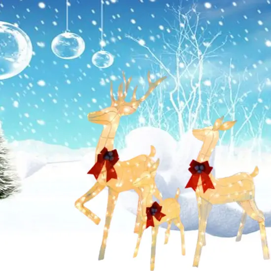 Enchanting Light Up Deer Family Set for Festive Holiday Yard Decor Height 60"x 48" x 32" {3}