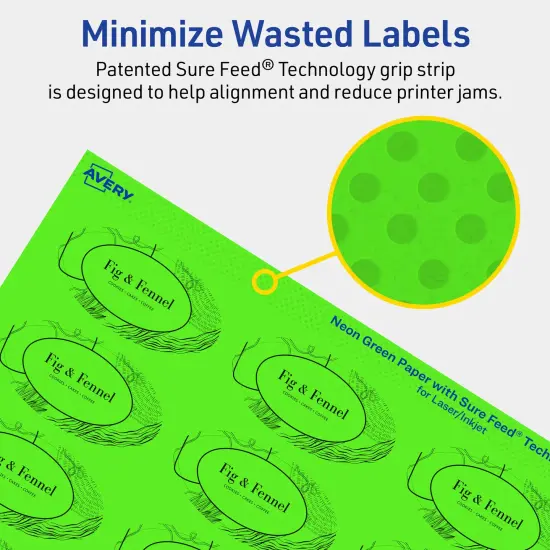 Avery Neon Green Paper Labels, 1-1/8" x 2-1/4" Oval {4}