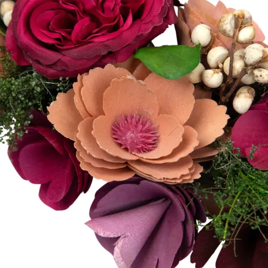 Northlight Wooden Floral Artificial Spring Wreath with Dried Pods - 13.5" Red {7}