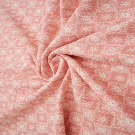 1 Yard Stretch Polyester Spandex DTY Brush Geometric Print Fabric 58/60 Inches Wide ROSE LT {3}