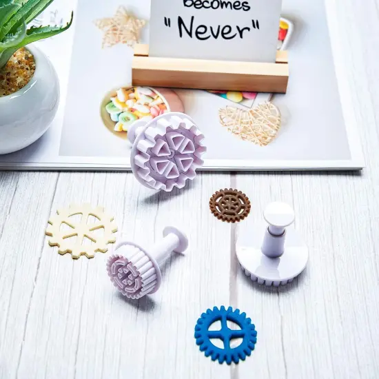 6 Pieces Gear Cookie Cutters Steampunk Fondant Molds Cogs Mold Clock Wheel {4}