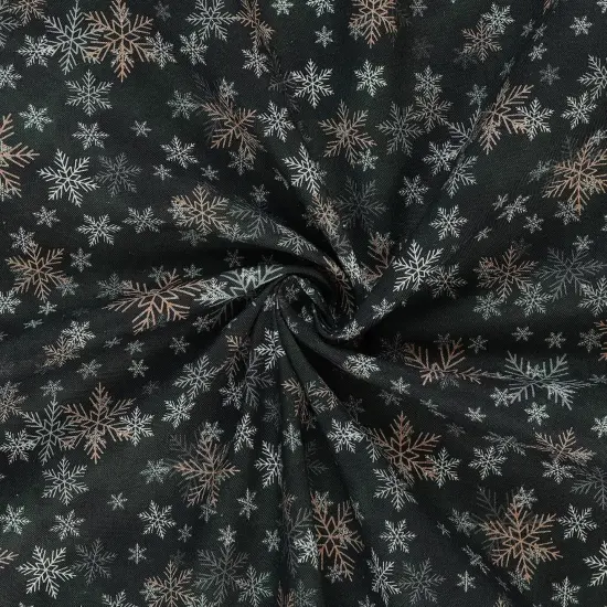 Mook Fabrics Christmas Deck The Halls Cotton Fabric [45in. Wide] - By The Yard Snowflakes Forest {3}