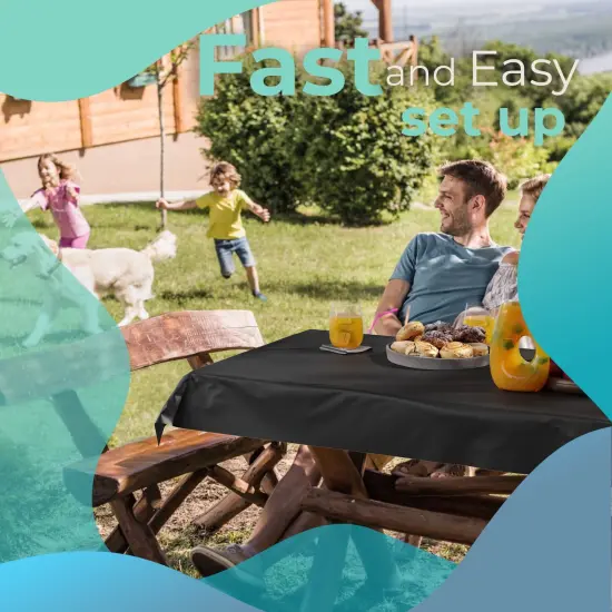 Exquisite Plastic Table Cover Roll &ndash; 40" x 100' Disposable Tablecloth Roll &ndash; Premium Thick 0.5 MIL Plastic Banquet Roll &ndash; Party Table Cover Roll for Events & Catering Black {3}