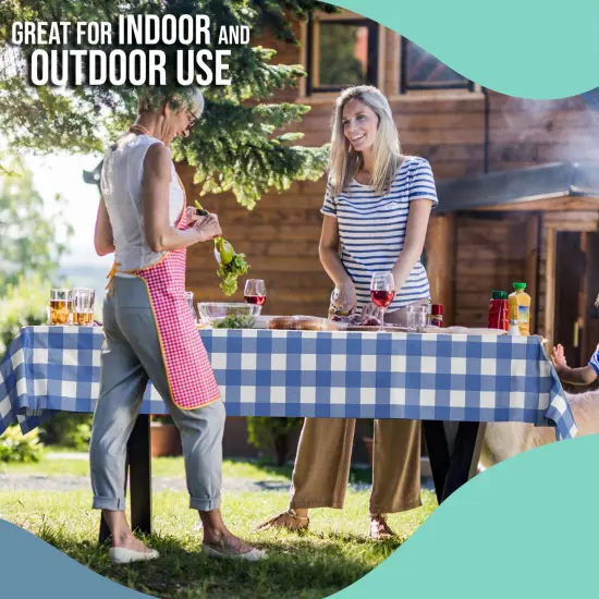 Exquisite Plastic Table Cover Roll &ndash; 40" x 100' Disposable Tablecloth Roll &ndash; Premium Thick 0.5 MIL Plastic Banquet Roll &ndash; Party Table Cover Roll for Events & Catering Blue Gingham {5}