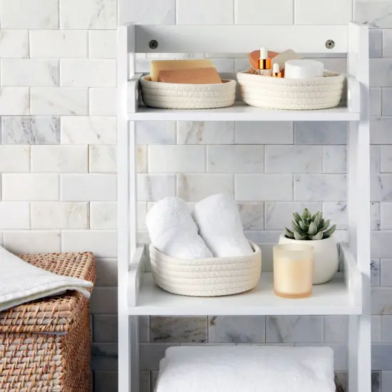 Juvale 3-Pack Small Round Cotton Rope Woven Storage Baskets - Nesting Bins for Organizing Home and Montessori Toys (White, 3 Sizes) {3}