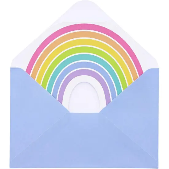 Die-Cut Rainbow Invitation Cards with Envelopes (36 Pack) Multicolor {7}
